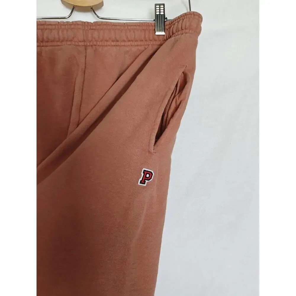 Victoria's Secret PINK Sweatpants Campus Elastic Waist Cuffed Rust Brown Medium‎